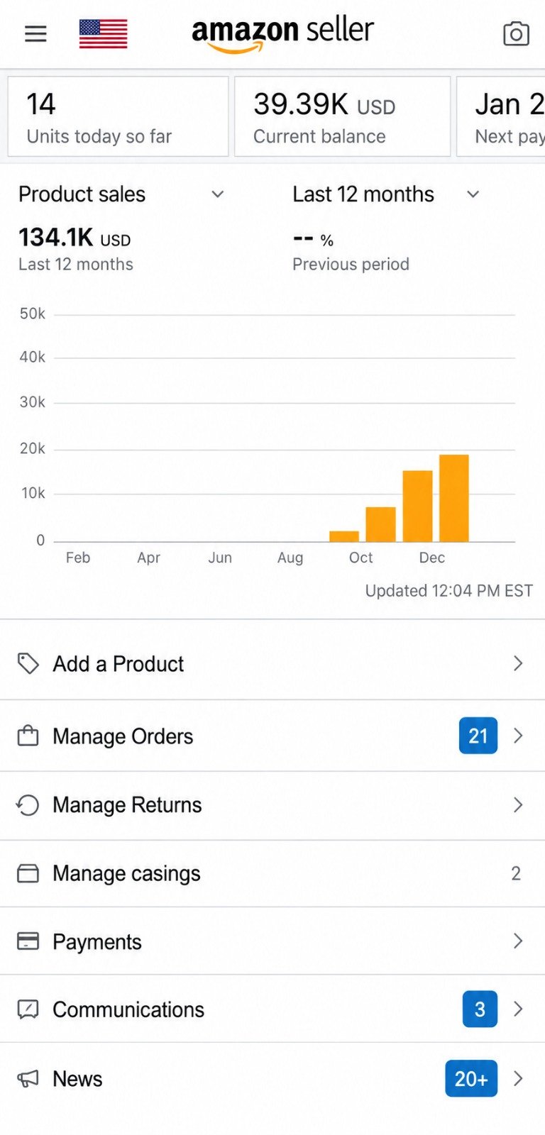 Amazon Seller dashboard screenshot 8